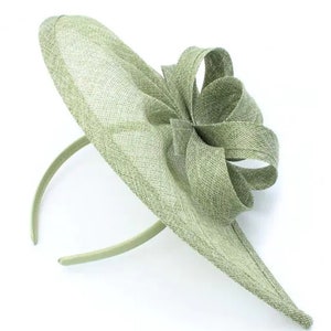 Sage Green large Fascinator with aliceband, Wedding hat, Ascot Fascinator, Green Fascinator Kentucky derby Bridal hair Ladies day hat green image 6