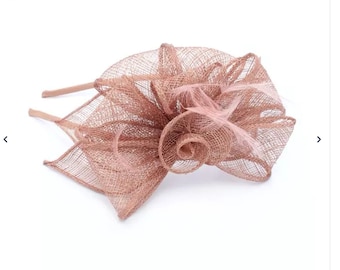 Dusty Mauve looped  Fascinator on a satin fabric aliceband Style Verity, wedding, Kentucky derby, lady’s Day, Races