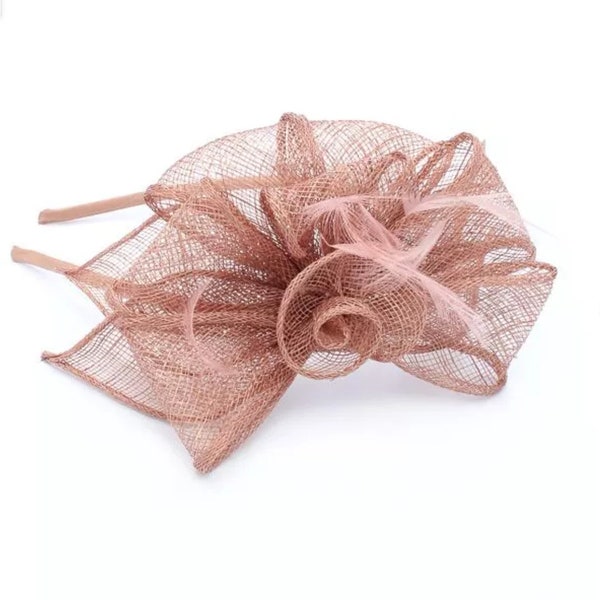 Dusty Mauve looped  Fascinator on a satin fabric aliceband Style Verity, wedding, Kentucky derby, lady’s Day, Races