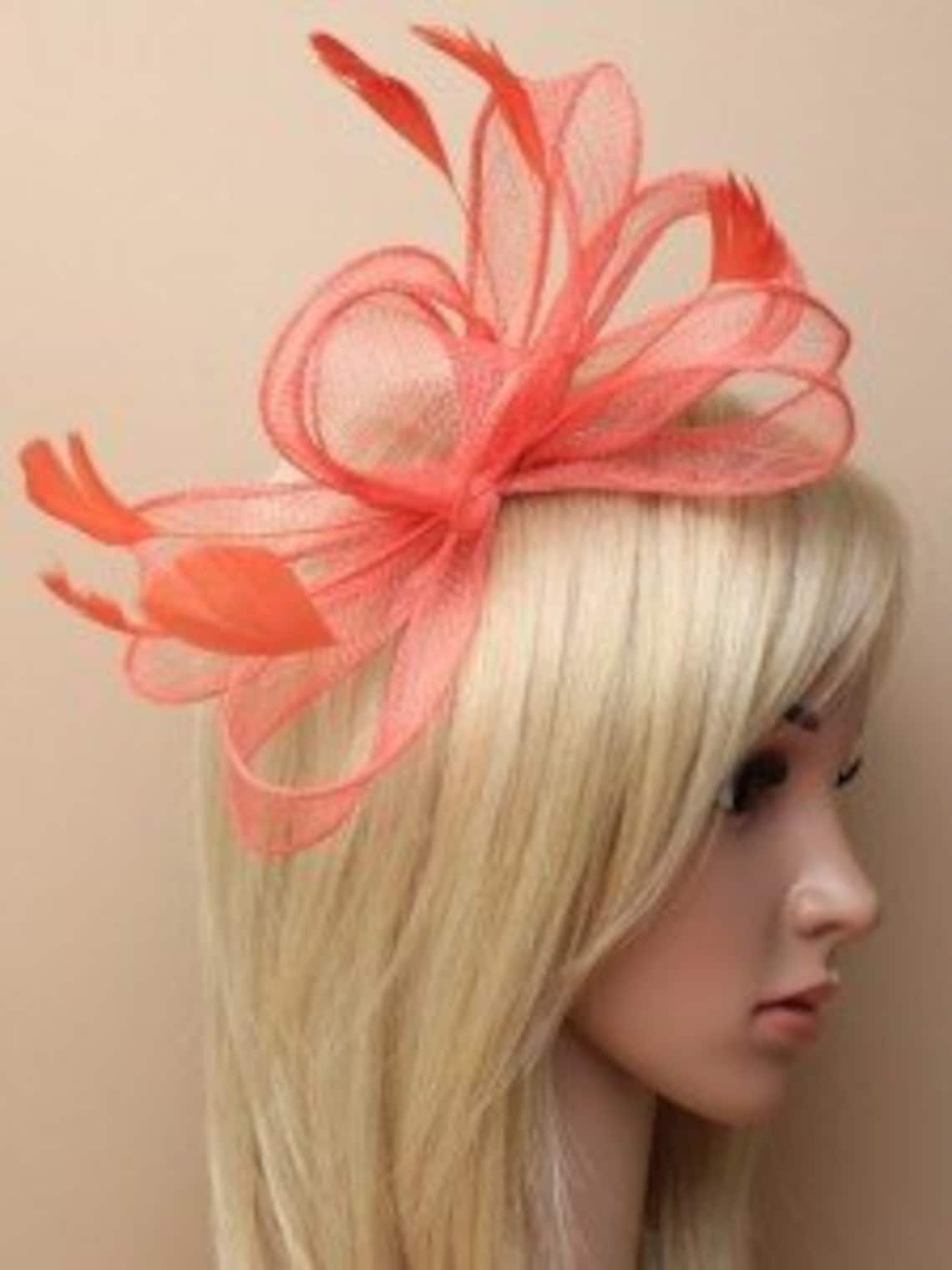 Coral red flower fascinator wedding fascinator coral race Etsy