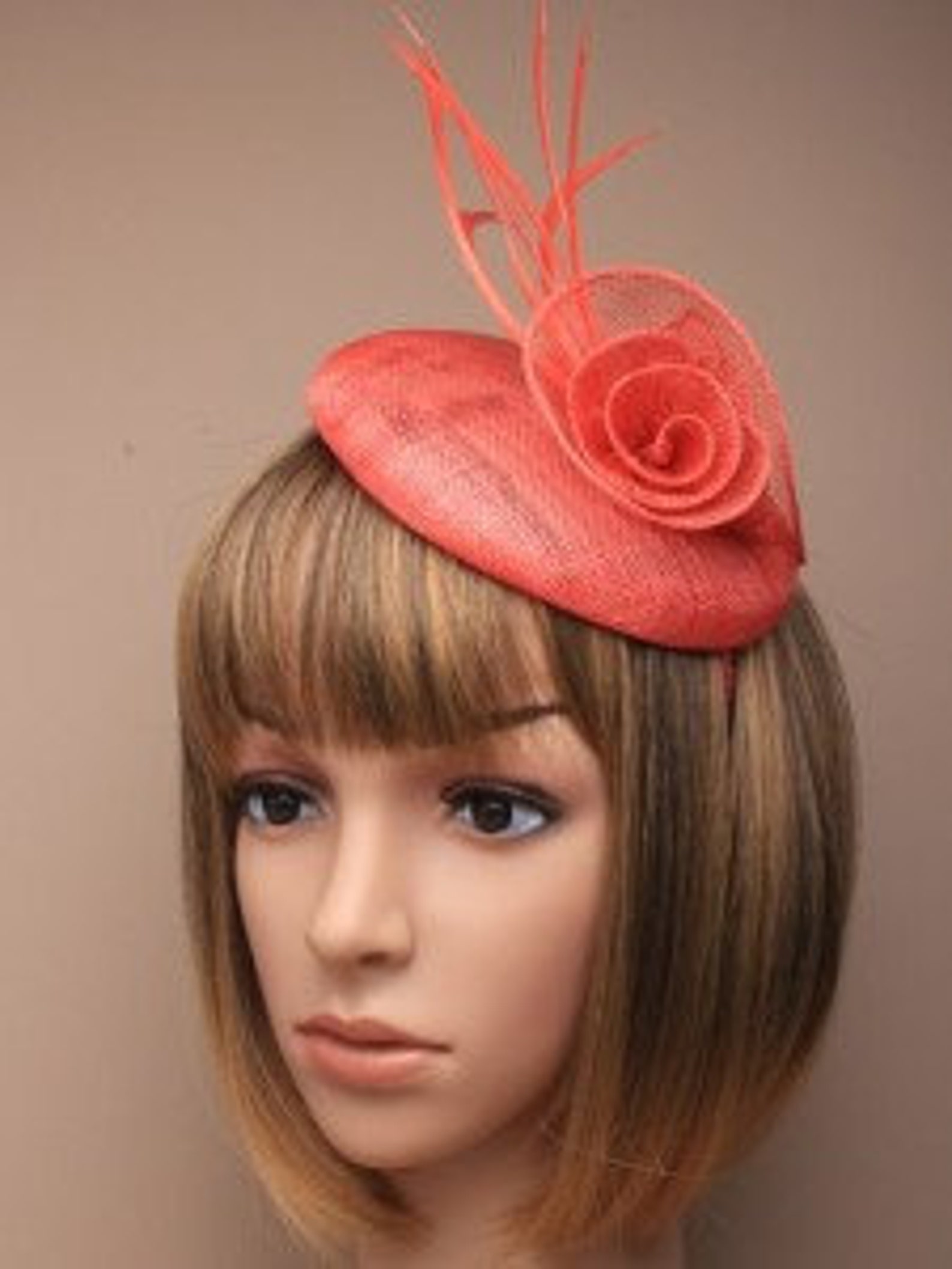 Coral red flower fascinator wedding fascinator coral race Etsy