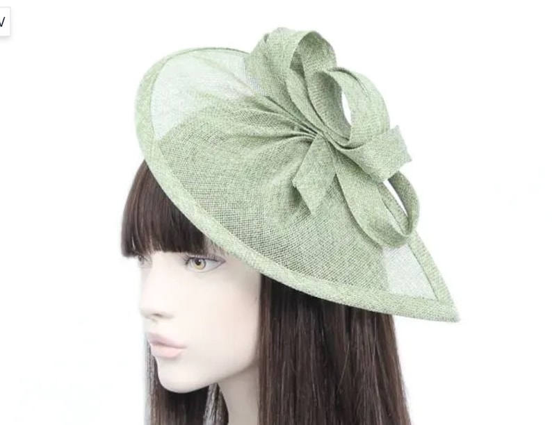 Sage Green large Fascinator with aliceband, Wedding hat, Ascot Fascinator, Green Fascinator Kentucky derby Bridal hair Ladies day hat green image 2