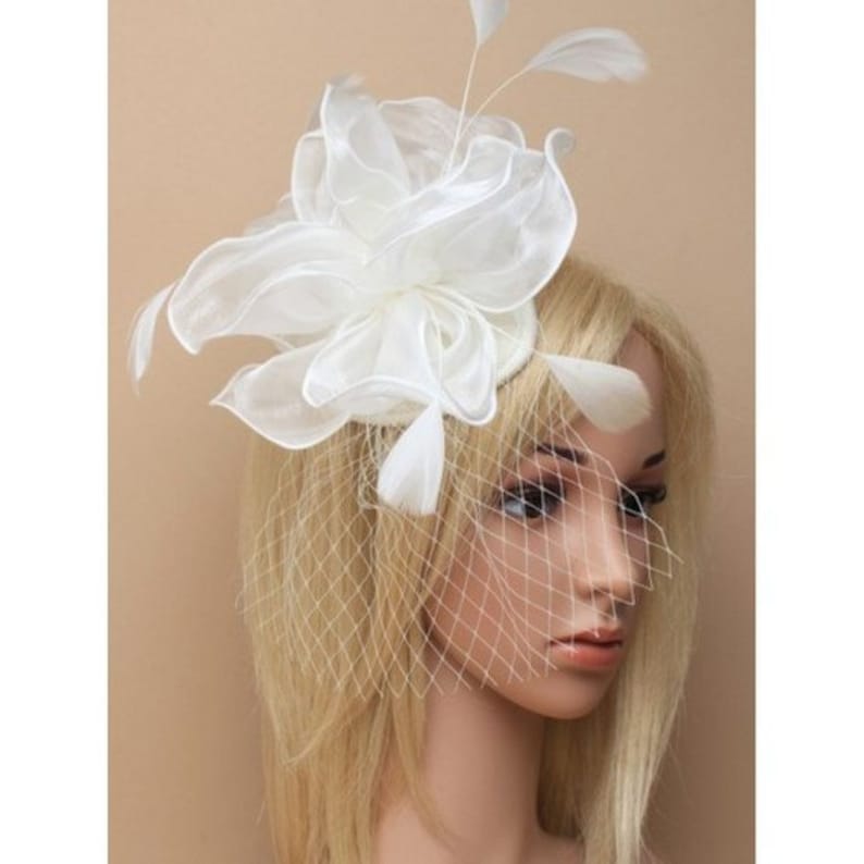large cream wedding hats