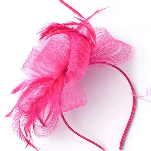 Fascinateur rose fuchsia sur bande Alice, chapeau de mariage, derby du Kentucky pour dames, chapeau de mariage de plage, courses de Cheltenham, Ascot