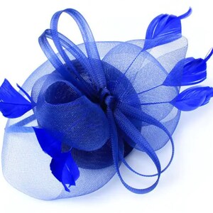 Royal Blue Fascinator op Alice band, Bruiloft, Ascot, ladies day, Races, Kentucky Derby hoed, Blue Fascinator, strand trouwhoed, Trouwhoed afbeelding 4