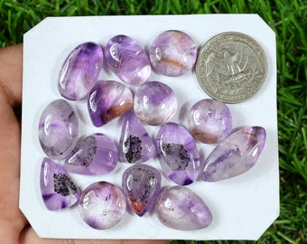 Natural Trapiche Amethyst Gemstone, 15 Pieces 180 Carat, Tiny Amethyst, Amethyst Crystal, Ring Making Size Amethyst, Wholesale Amethyst Cabs