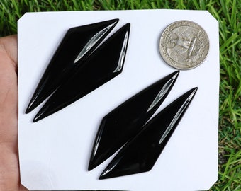 Natural Black Onyx Gemstone, 4 Pieces 125 Carat, Fancy Shape Black Onyx Cabochon, Handmade Onyx Crystal Stone, Loose Gemstone, Onyx Pendant