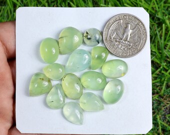 Natural Prehnite Gemstone, 10 Pieces 80 Carat, Top Quality Green Prehnite Cabochon, Calibrated Size Prehnite Stone, Crystal Prehnite Jewelry