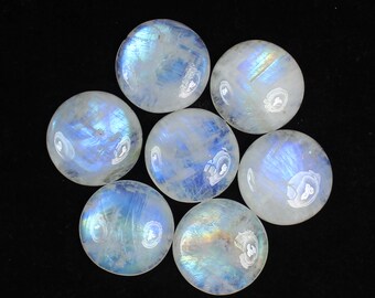 Piedra lunar arco iris azul de 30 mm, lote de piedras preciosas de piedra lunar arco iris de fuego natural, piedra lunar azul de forma redonda pulida a mano para hacer joyas.