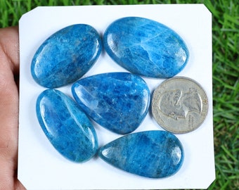 100% Natural Blue Apatite Cabochon 5 Pcs 241 Crt. Mix Shape Apatite Cabochon, Crystal Apatite Gemstone, Wholesale Apatite Lot, Gift For Her