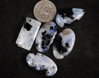 Natural Moonstone Gemstone, 5 Pcs 180 Carat, Mix Shape Moonstone Cabochon, Loose Moonstone Lot, White Moonstone Lot, Crystal Moonstone Cabs