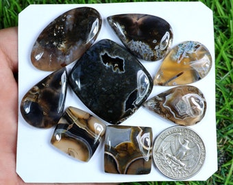 AAA Quality Turkish Stick Agate Cabochon, 8 Pieces 245 Carat, Crystal Turkish Agate Gemstone, Mix Shape Turkish Gemstone For Pendant Making