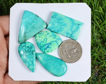 Mohave Turquoise Gemstone Lot, 5 Pcs 155 Carat, Mix Shape Turquoise Cabochon, Blue Turquoise Lot, Wholesale Turquoise Lot, Anniversary Gifts