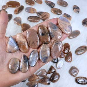 Sunstone Moonstone Gemstone Natural Black Sunstone Cabochon Mix Shape Black Moonstone Lot Handmade Peach Sunstone Wholesale Gemstone Lot