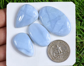 AAA Natural Blue Opal Gemstone Lot, 4 Pcs 105 Carat, Handmade Owyhee Gemstone Lot, Silver Jewelry Loose Gemstone, Wholesale Owyhee Blue Opal