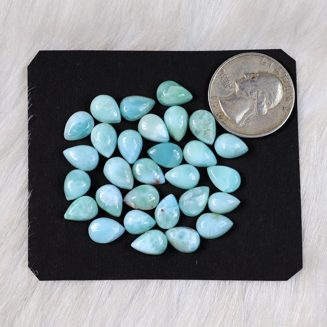 Natural Blue Larimar Teardrop Gemstone 29 Pieces 65 Carat 10x7mm Pear ...