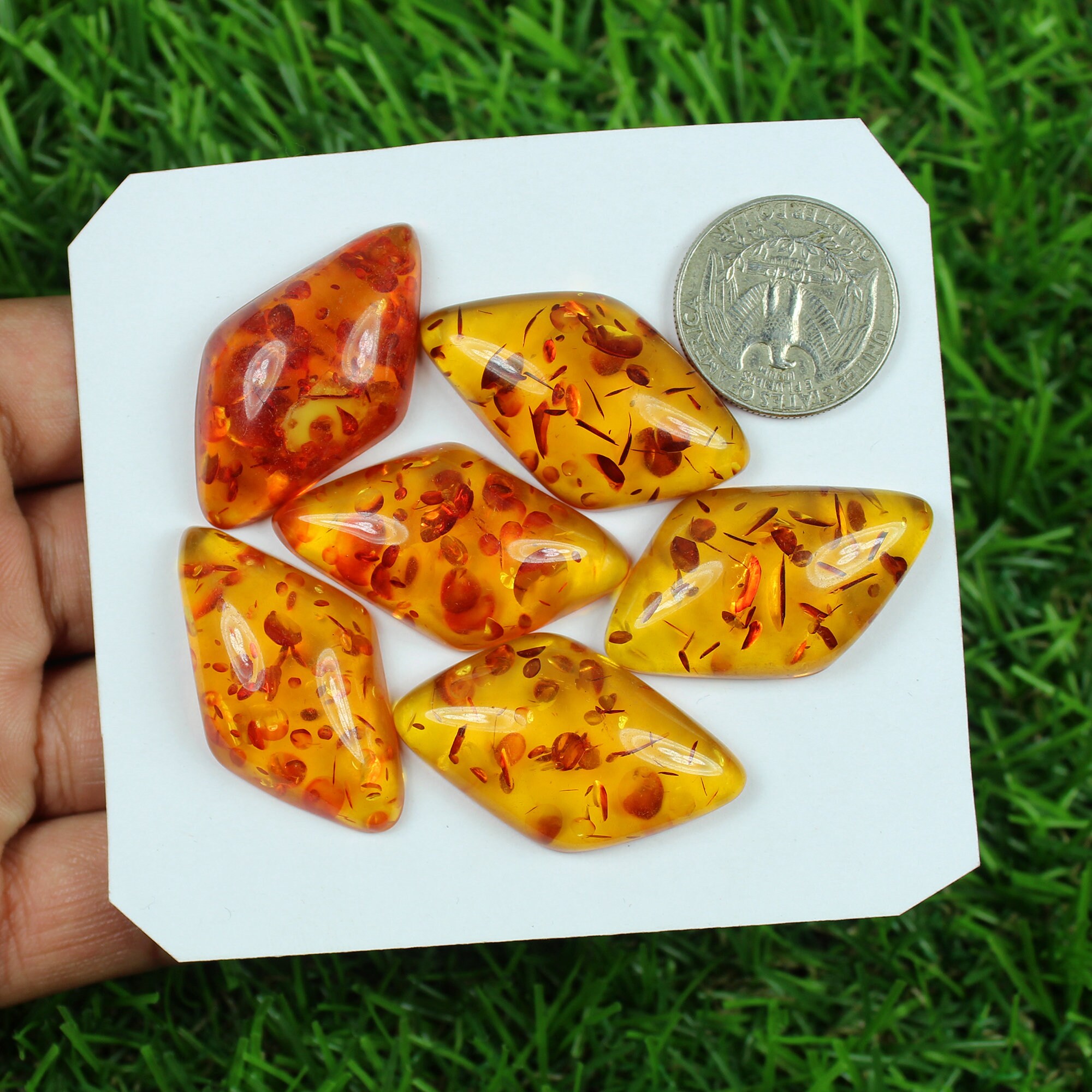 Synthetic Amber Gemstone 6 Pieces 118 Carat 37x20 mm Etsy
