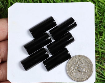 Top Natural Rectangle Black Onyx Gemstone, 6 Pieces 80 Carat, Handmade Onyx Stone, Rectangle Shape Onyx Gemstone For Jewelry making Supplies