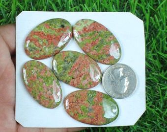 Natural Unakite Jasper Gemstone, Pieces 146 Carat, Oval Shape Unakite Jasper Gemstone, Crystal Unakite cabochon, Flatback Unakite Jasper Lot