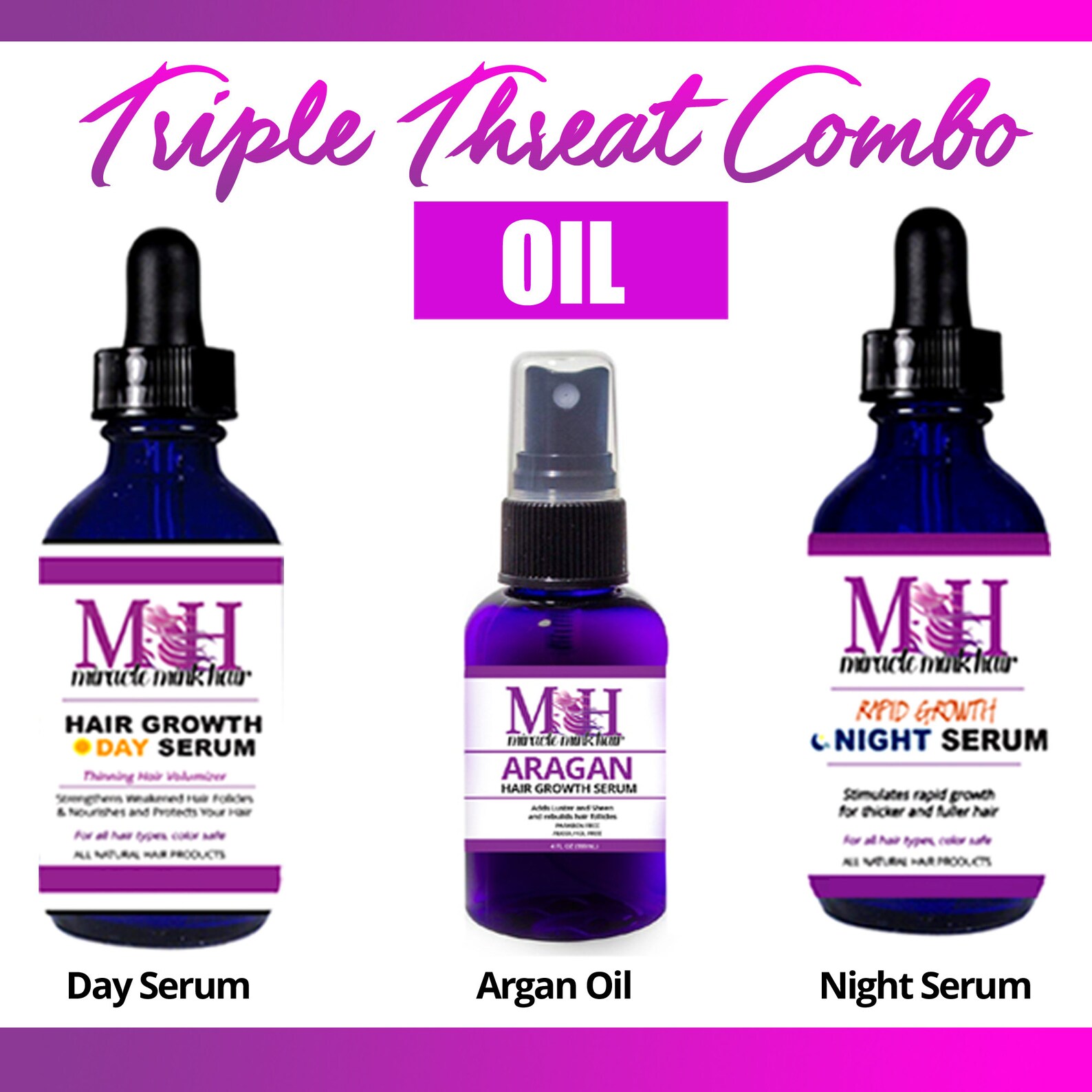 Miracle Mink Hair Growth Triple Threat Oil Combo Etsy