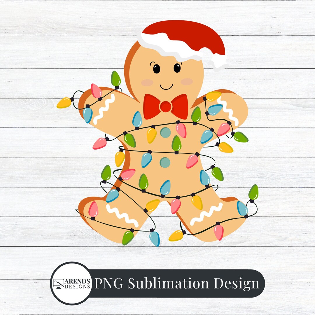 Christmas Light Gingerbread Man PNG Humorous Holiday Digital Etsy