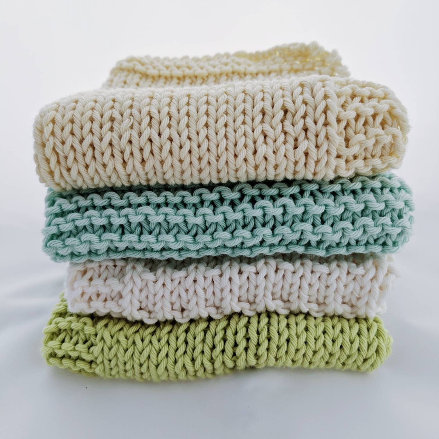 Mindfulknits Beginners Knitting Kit with Knitting Needles, Yarn Needle & 100% Cotton Knitting Yarn (4) Make Washcloths - Zen Beginners Basic Knitting