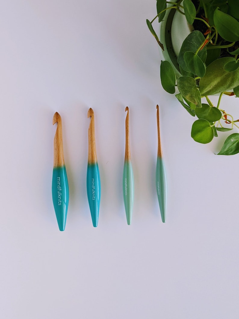 mindfulknits Premium Ergonomic Beech Wood Crochet Hook – Crochet Supplies for Relaxation & Stress Relief image 1