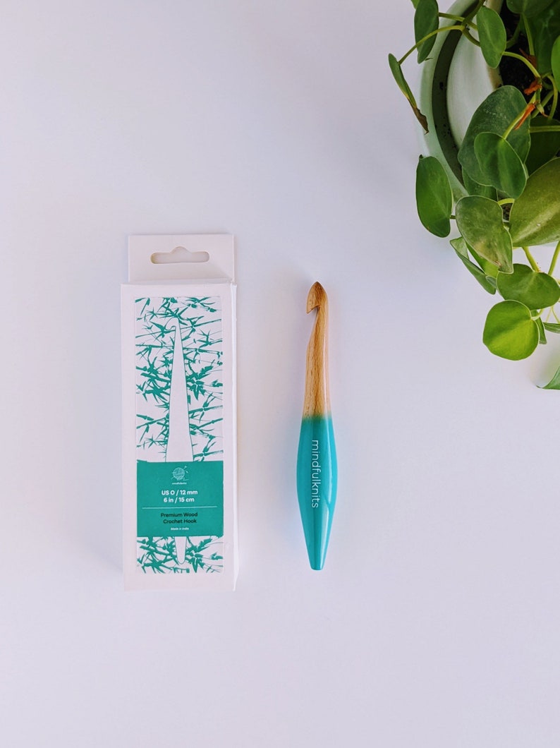 mindfulknits Premium Ergonomic Beech Wood Crochet Hook – Crochet Supplies for Relaxation & Stress Relief image 2
