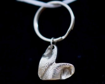 Fine Silver Dog Nose Heart Key Chain, Pet Keepsake, Personalized Pet Jewelry
