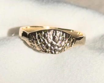 Custom Pet Nose Signet Ring, Solid Gold Nose Print Design