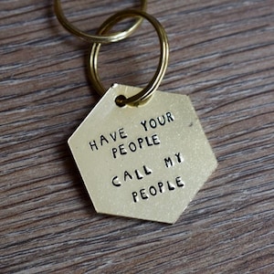 Have Your People Call my People Tag - Personalised dog tag cat ID tag hand stamped copper brass aluminium pet tag