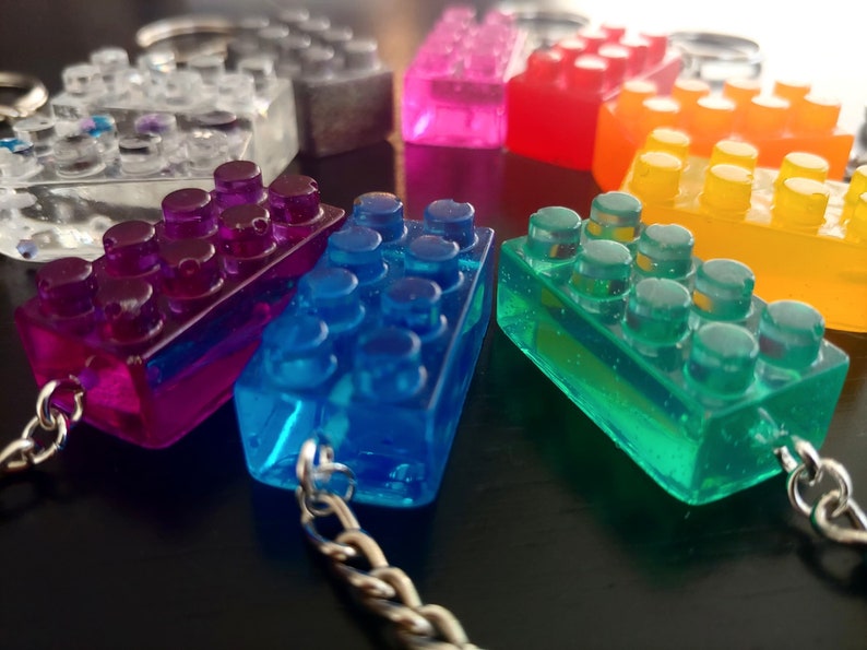 Lego epoxy resin keychain Etsy