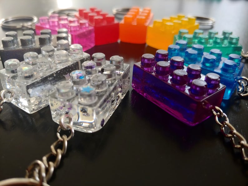Lego epoxy resin keychain Etsy