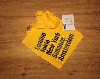 Jute bag "Schanze world level"yellow jute/bag/bag/cotton bag/cotton bag/shopping bag/jute bag/fabric bag/fabric bag