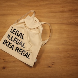 FestivalrucksackLegal Illegal Ikea RegalJute/Beutel/Tasche/Baumwollbeutel/Turnbeutel/Jutebeutel/Juterucksack/Stofftasche/stoffbeutel Bild 1