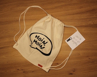 Gymsack/Rucksack"Moin Moin"Jute/Beutel/Tasche/Festivalbag/Baumwollbeutel/Turnbeutel/Jutebeutel/Juterucksack/Stofftasche/stoffbeutel