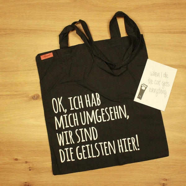 Cotton bag "... die geilsten"schwarz Jute/Beutel/Tasche/spruch/Baumwolltasche/Einkaufstasche/Jutetasche/stoffbeutel/Stofftasche/Geschenk