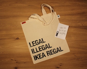 Jutebeutel "Legal Illegal Ikea Regal"Jute/Beutel/Tasche/Baumwollbeutel/Baumwolltasche/Einkaufstasche/Jutetasche/stoffbeutel/Stofftasche