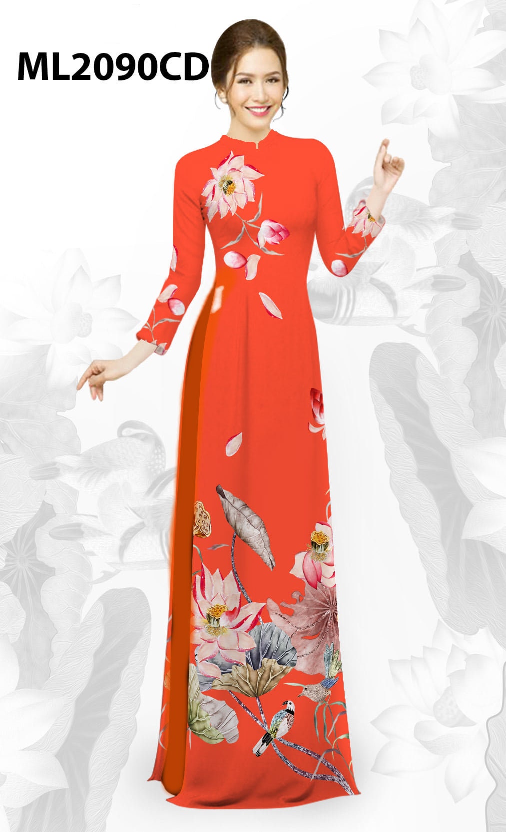 Ao Dai Silk 3D ADVN01052019205 Traditional Vietnamese Long Dress Collections with Pants Ao Dai Silk 3D ADVN01052019205 Traditional Vietnamese Long Dress Collections with Pants