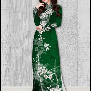 Traditional Vietnamese Long Dress Collections with Pants Silk 3D All Size ADVN00254 Ao Dai Traditional Vietnamese Long Dress Collections with Pants Silk 3D All Size ADVN00254 Ao Dai