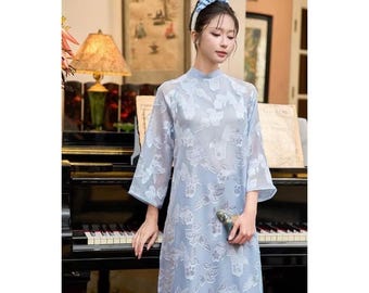 Ao dai Women Vietnamese dress 4 layers voan silk (aodai thiet ke)  red| pink| nude| blue|teal
