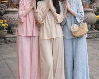 women buddhist clothing set, meditation clothes( đồ phật tử, đồ bộ đi chùa/ đi chơi)