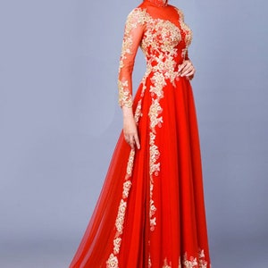 Premade : Vietnamese Wedding dress ( áo dài cô dâu)--ready to ship