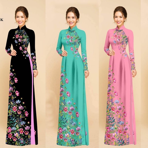 Vietnamese Traditional Ao Dai for Women nguyen bo(with pants), Ao Dai for Girls, Ao Dai for Women, Ao Dai Viet Nam 3D print-ready to ship