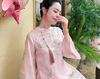 Ao dai Women Vietnamese dress 4 layers voan silk (aodai thiet ke)  red| pink| nude| blue|teal