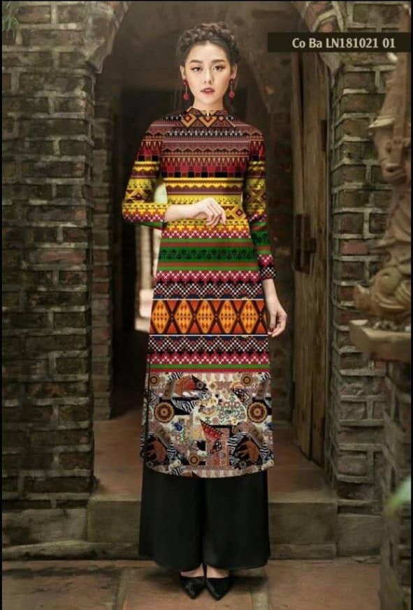 Ao Dai Silk 3D ADVN1249 Traditional Vietnamese Long Dress Collections with Pants Ao Dai Silk 3D ADVN1249 Traditional Vietnamese Long Dress Collections with Pants