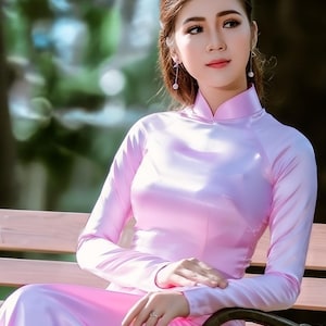 Ao Dai for Girls| Women solid color red|teal|blue|light pink|yellow | Ao Dai Lunar New Year 2026