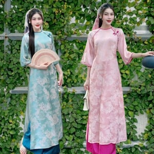 Vietnamese traditional Ao Dai for Women, Ao Dai for Girls/teen,Ao Dai Viet Nam gam,ao dai bridesmaid Dress include pants -ready to ship