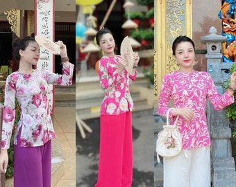 Áo bà ba in 3d/bà lai gấm/bà ba trơn nguyên bộ (Southern Vietnamese shirt)-include  pants--ready to ship