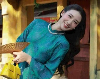 Ao Dai Lunar New Year 2026 | Premade Ao Dai Gam suong silk for Women and teen set include pants